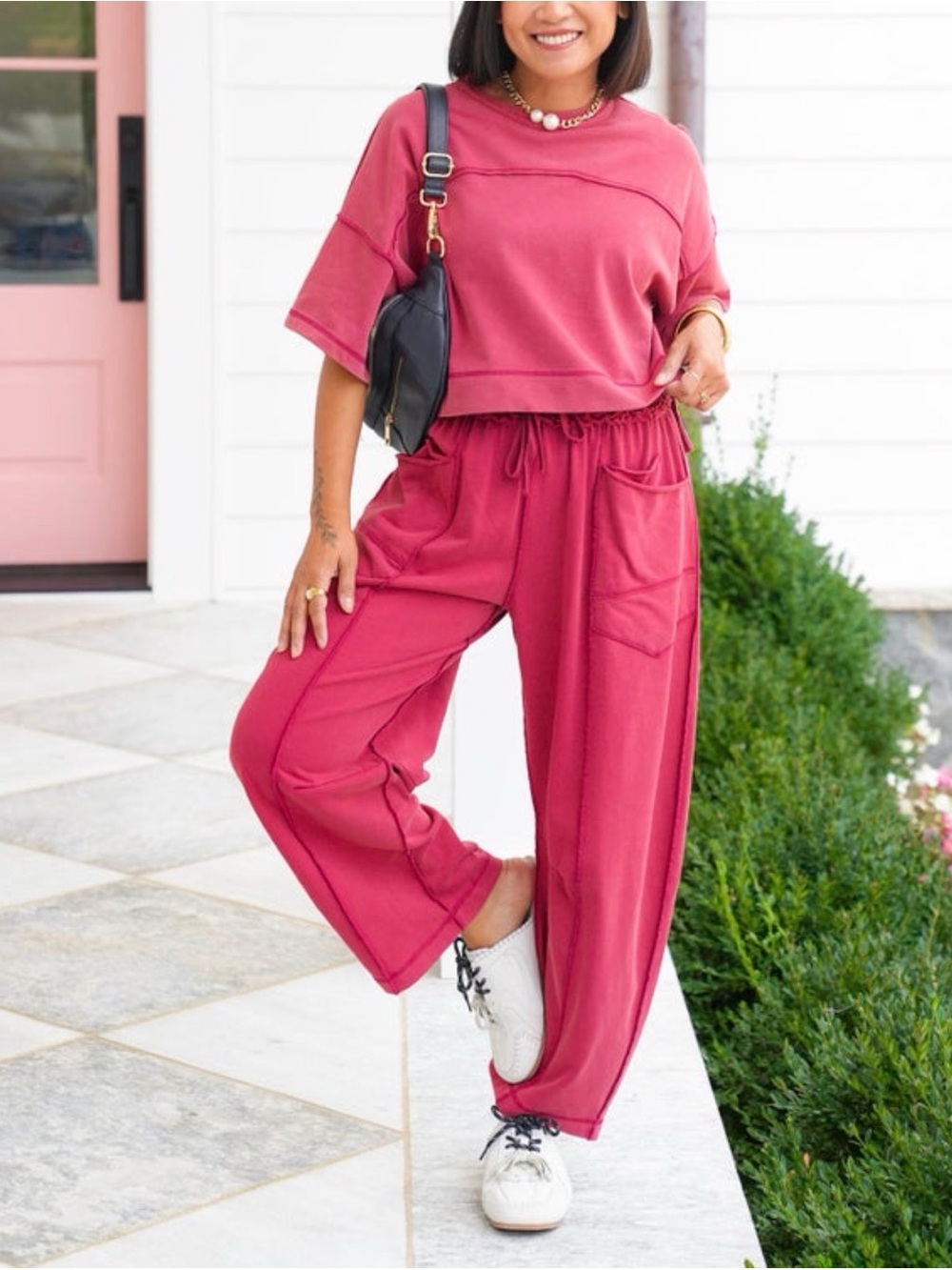 DAVI & DANI Wide-Leg Jumpsuit in 🍷 wine